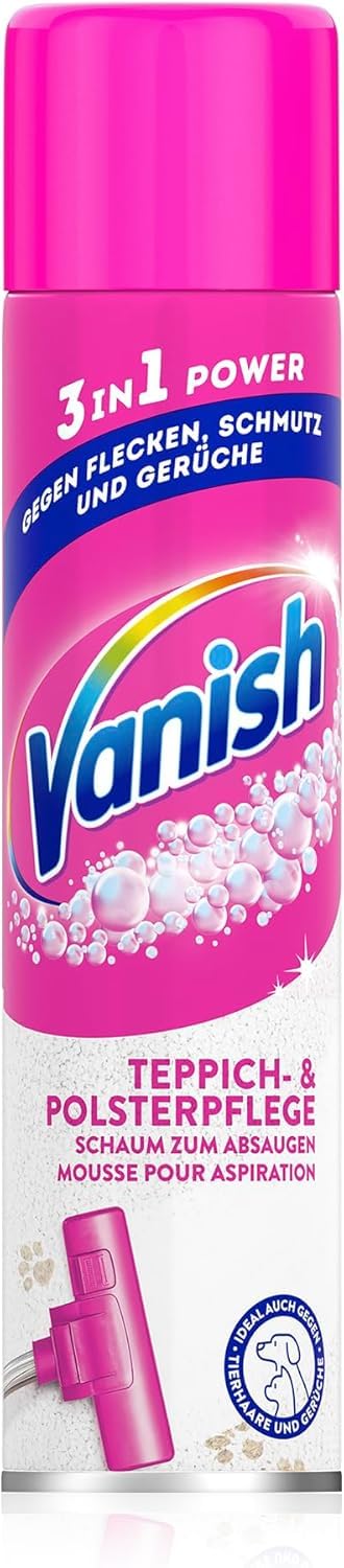 Vanish Power Foam Carpet Cleaner - Carpet Cleaning Solution - Extra strong against dirt, bad odors & dust - 6 x 650 ml