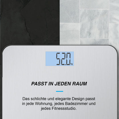 ACTIVE ERA Ultra-Slim Digital Body Weight Scale with precise accuracy and Step-On Technology - Scale made of safety glass and with large LCD display - Steel