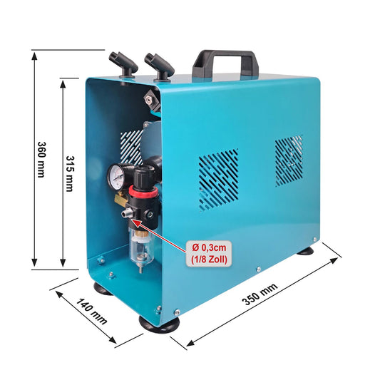 AirBrush Compressor Duo-Power II-C - The Airbrush kit with double/twin cylinder with protective housing for artists with high standards, basic equipment for any Airbrush set.