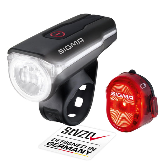 SIGMA Bike Light Set Aura 60 USB/Nugget II | StVZO approved, battery-powered front light and rear light