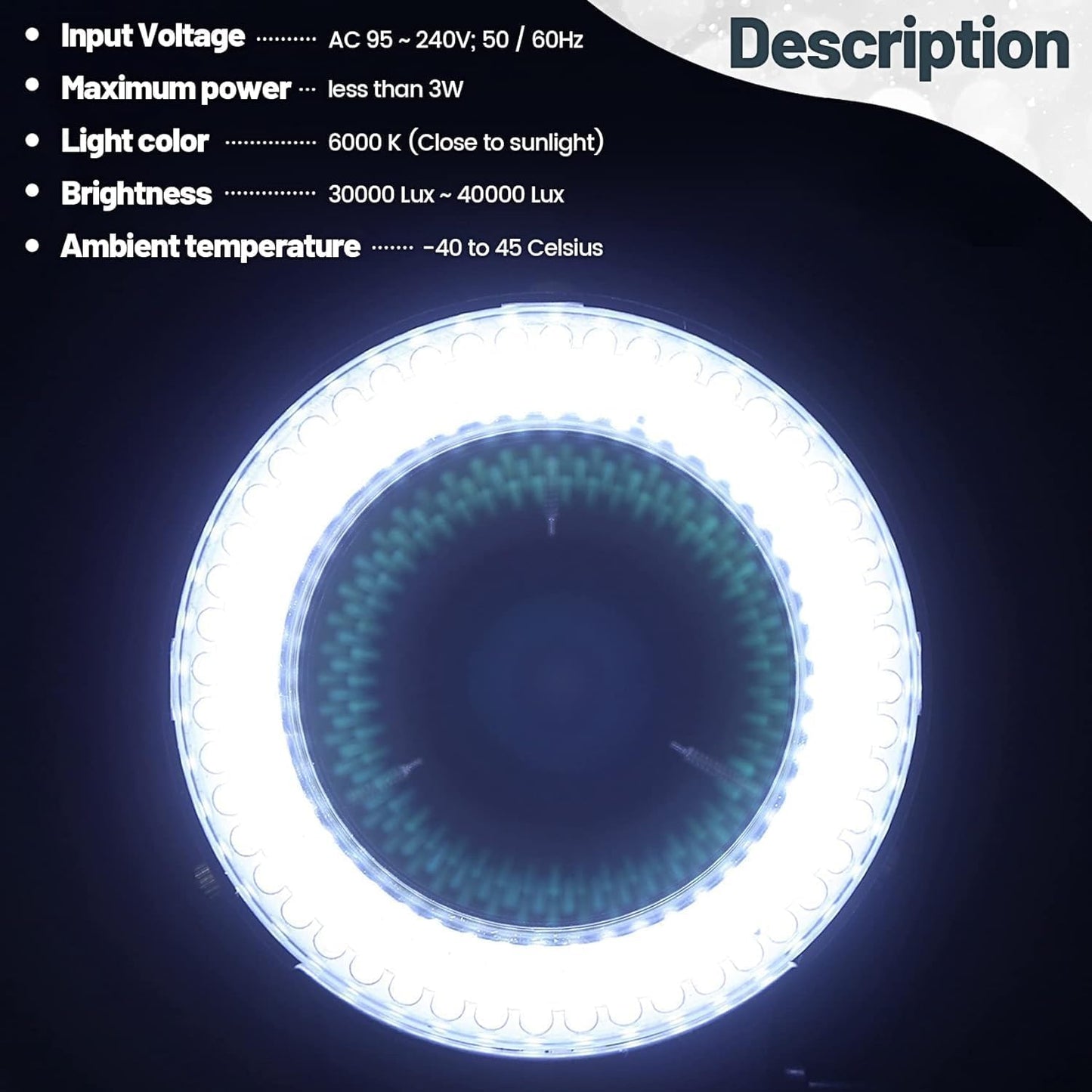 Jevina 144 LED Microscope Ring Light Ring Light 0-100% Adjustable Lamp for Microscope Ring Illumination