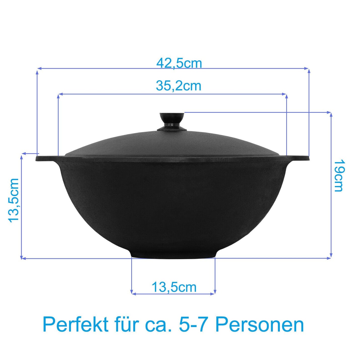 4BIG.fun Kazan 8 L made of cast iron with ladle NAMANGAN Kazan Uzbek with lid Cast Iron Kettle Uzbek Camping Uzbek Wok Pan Asia Wok Pot with aluminum lid Grill Wok Cast Iron Pot Wok Pan