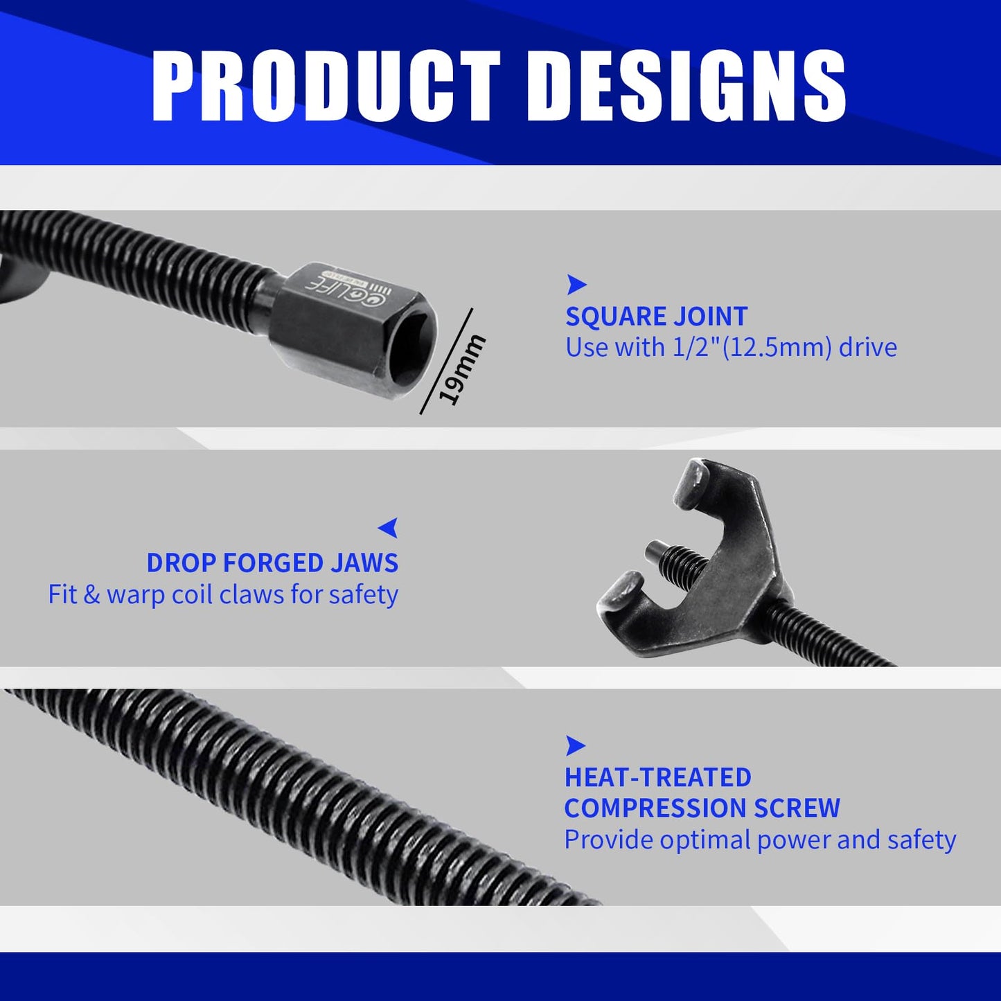 CCLIFE Coil Spring Compressor, 2pcs 370mm Installation Tool for Car Auto Tuning and Lowering.