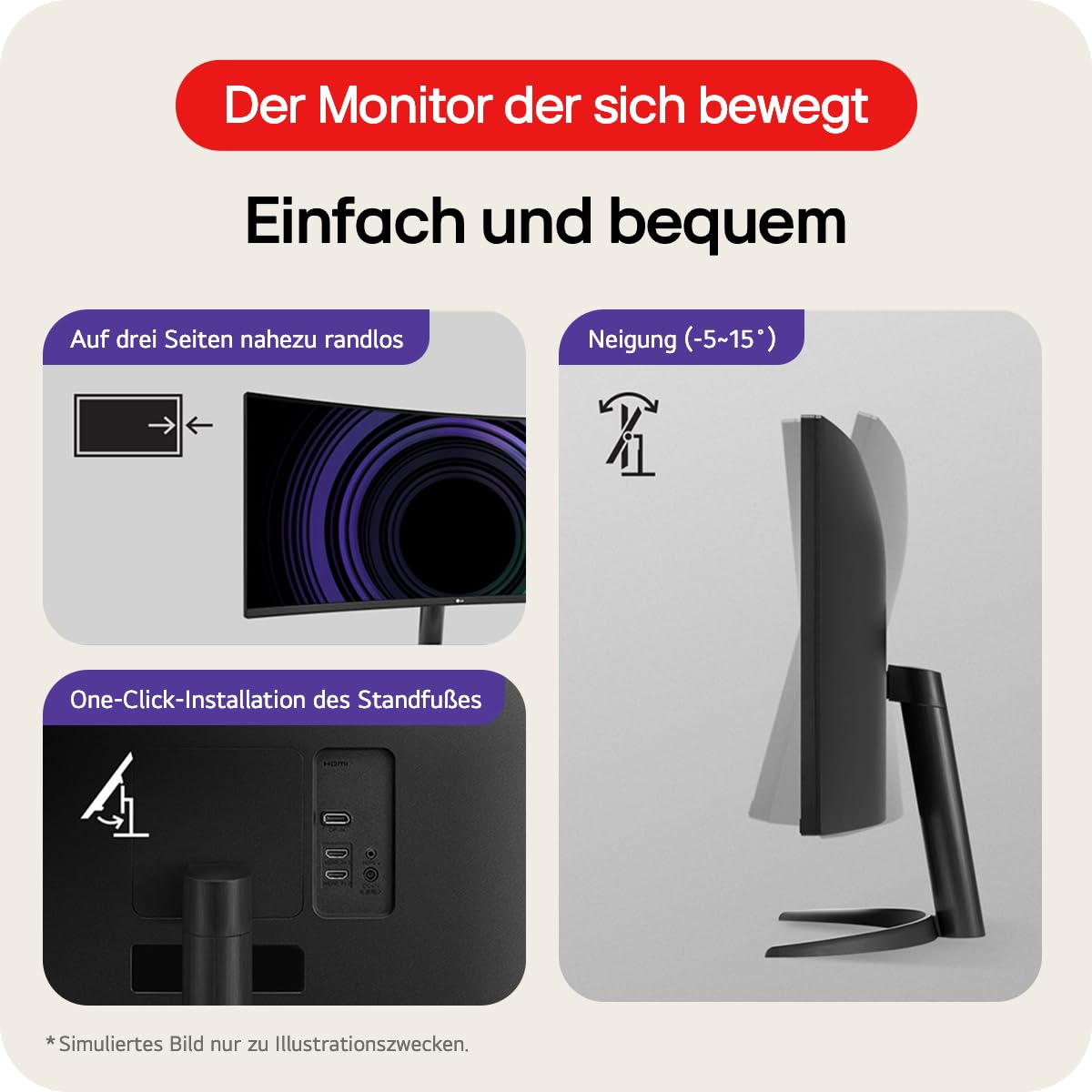 LG Electronics 34WR50QK-B.AEU UltraWide 1800R Curved QHD Monitor 34", 3440 x 1440, 21:9, 5ms GtG, 100 Hz, HDR10, 99% sRGB, PBP mode, OnScreen Control, AMD FreeSync - Black
