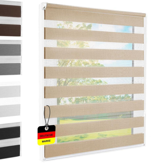 Double roller blind without drilling sand 70x220 cm [fabric width 66cm] Duo roller blind for windows/doors curtain clamp roller blind side pull roller blind privacy sunshade roller zebra blind