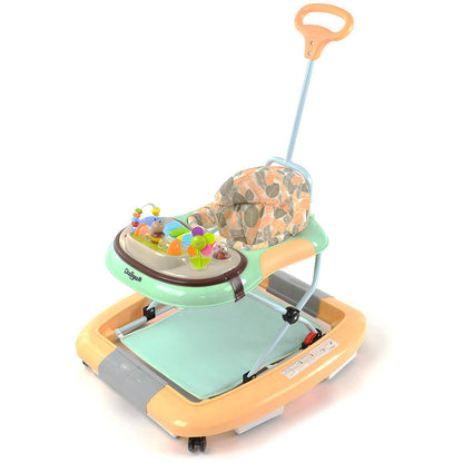 Daliya® BEBISTEP 4in1 play and walk learning car - baby walker with rocking function Walking aid Baby swing with music & game center & dining table (Yellow-turquoise)