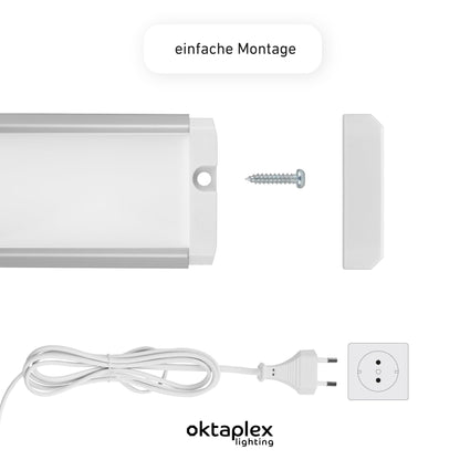 Octaplex Riva LED under cabinet light flat dimmable warm white 57.5cm kitchen lighting with sensor 690lm under cabinet light 10W 230V silver