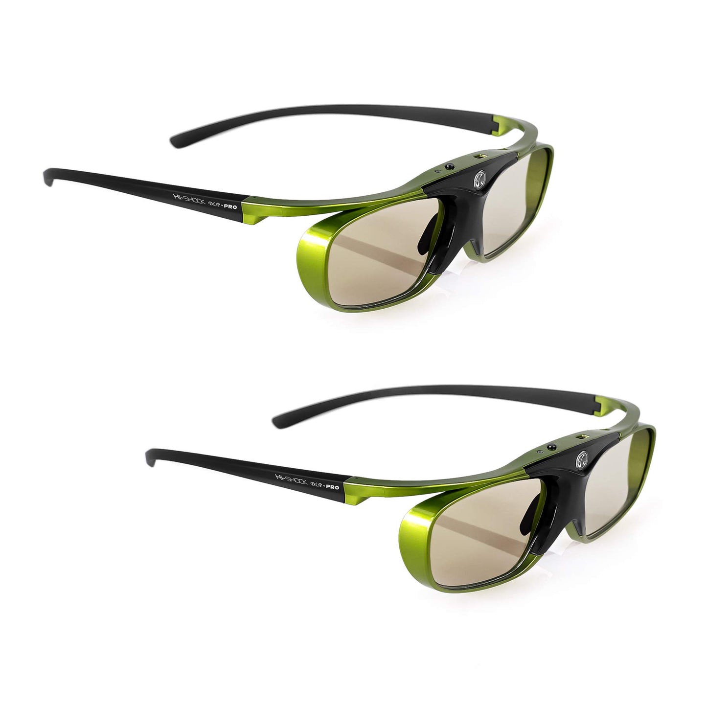 2X Hi-Shock DLP Pro Lime Heaven | DLP Link 3D active glasses for 3D DLP projectors from Acer, BenQ, Optoma, Viewsonic | compatible with PPA5610 / E4W [96-200 Hz | battery-operated | 32g | rechargeable]