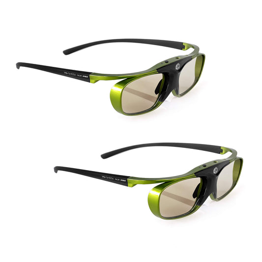 2X Hi-Shock DLP Pro Lime Heaven | DLP Link 3D active glasses for 3D DLP projectors from Acer, BenQ, Optoma, Viewsonic | compatible with PPA5610 / E4W [96-200 Hz | battery-operated | 32g | rechargeable]