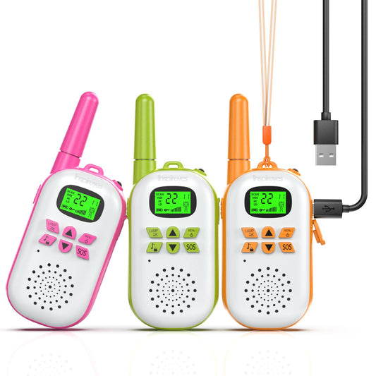 Inspireyes Rechargeable Walkie Talkie for Kids, 48-hour working time, 8 channels 2-way radio, gifts for boys girls, outdoor hiking camping, 3-12 years old toy.
