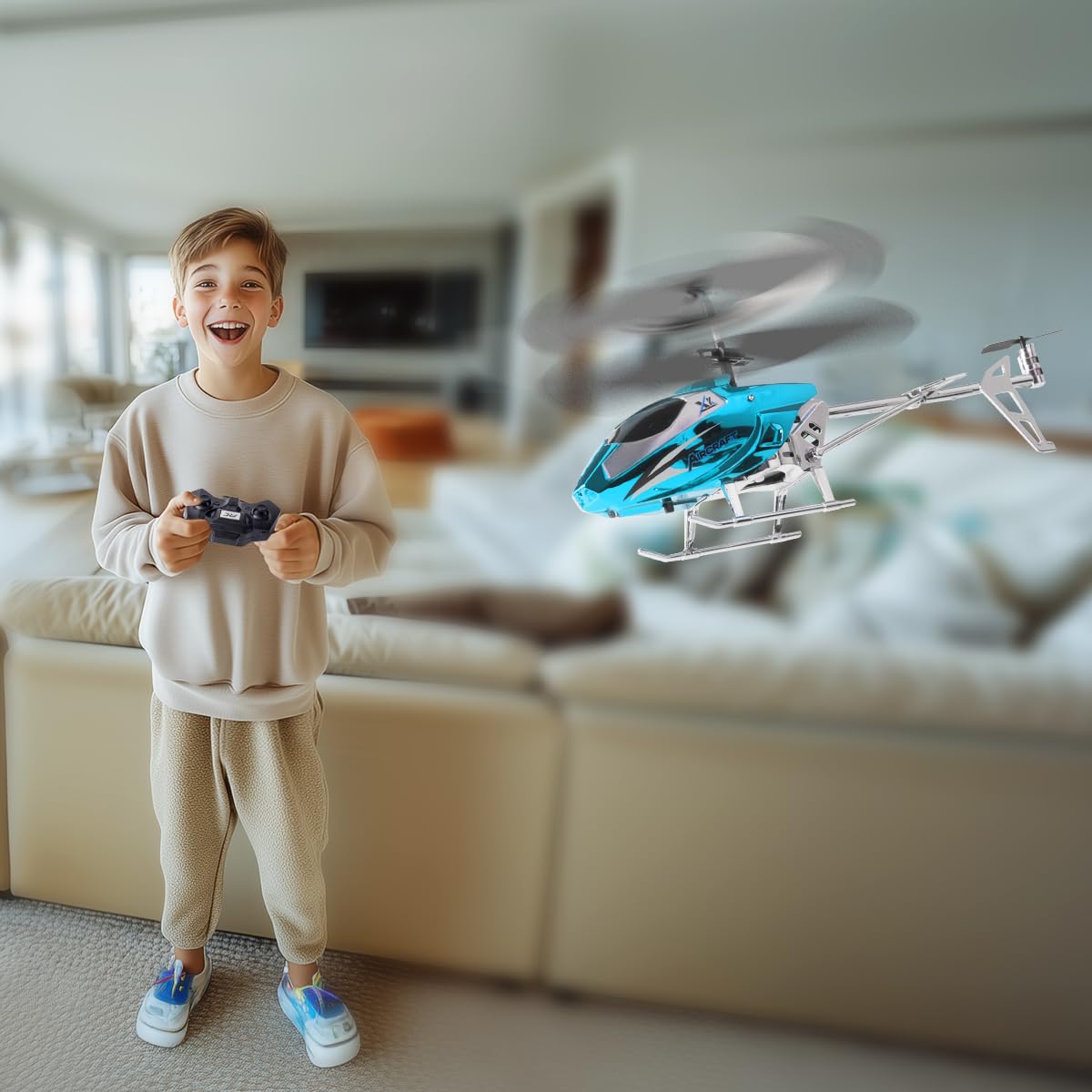 VATOS RC helicopter for boys, 2.4G remote control helicopter with LED light for kids aged 12 and up, fixed height, one-button takeoff, RC planes for boys and adults.