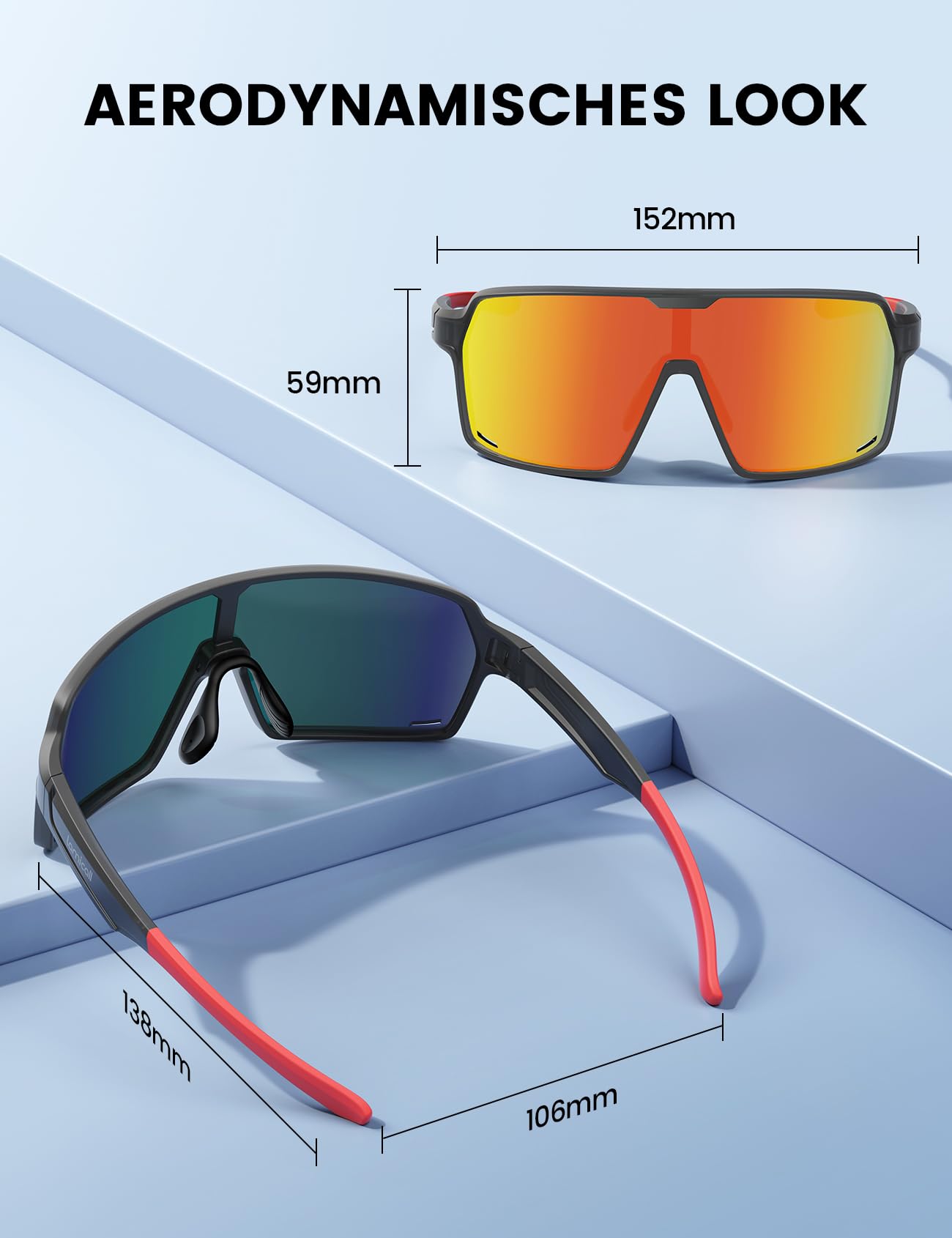Lamicall XL Cycling Glasses for Men, Quick Glasses for Women - [29g TR-90 Ultralight] Polarized Sports Cycling Glasses with Adjustable Nose Pads & Arms, UV400 Running Sunglasses for Cycling/Running