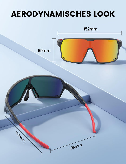 Lamicall XL Cycling Glasses for Men, Quick Glasses for Women - [29g TR-90 Ultralight] Polarized Sports Cycling Glasses with Adjustable Nose Pads & Arms, UV400 Running Sunglasses for Cycling/Running