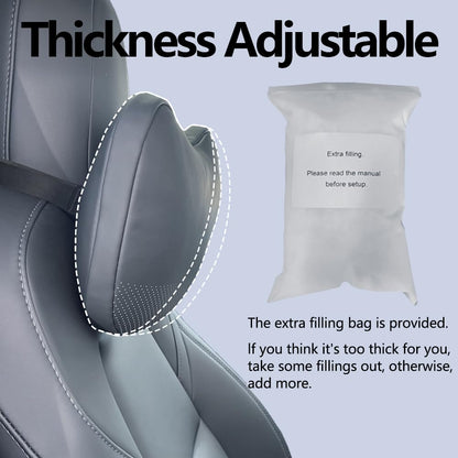 TANOLA Tesbeauty Tesla headrest cushions, neck pillows, unique design, genuine Nappa leather, Black, 2 pack, Rest
