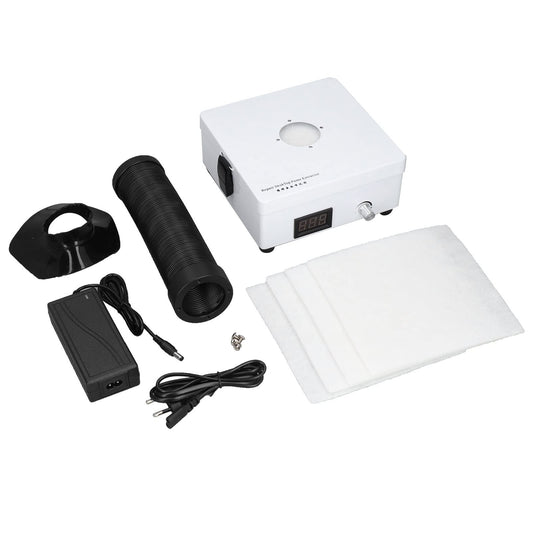 Solder fume extractor for DIYers & phone repairs – Desktop smoke absorber with EU plug, professional model, waterless, noiseless, compact design, 100-240 V.