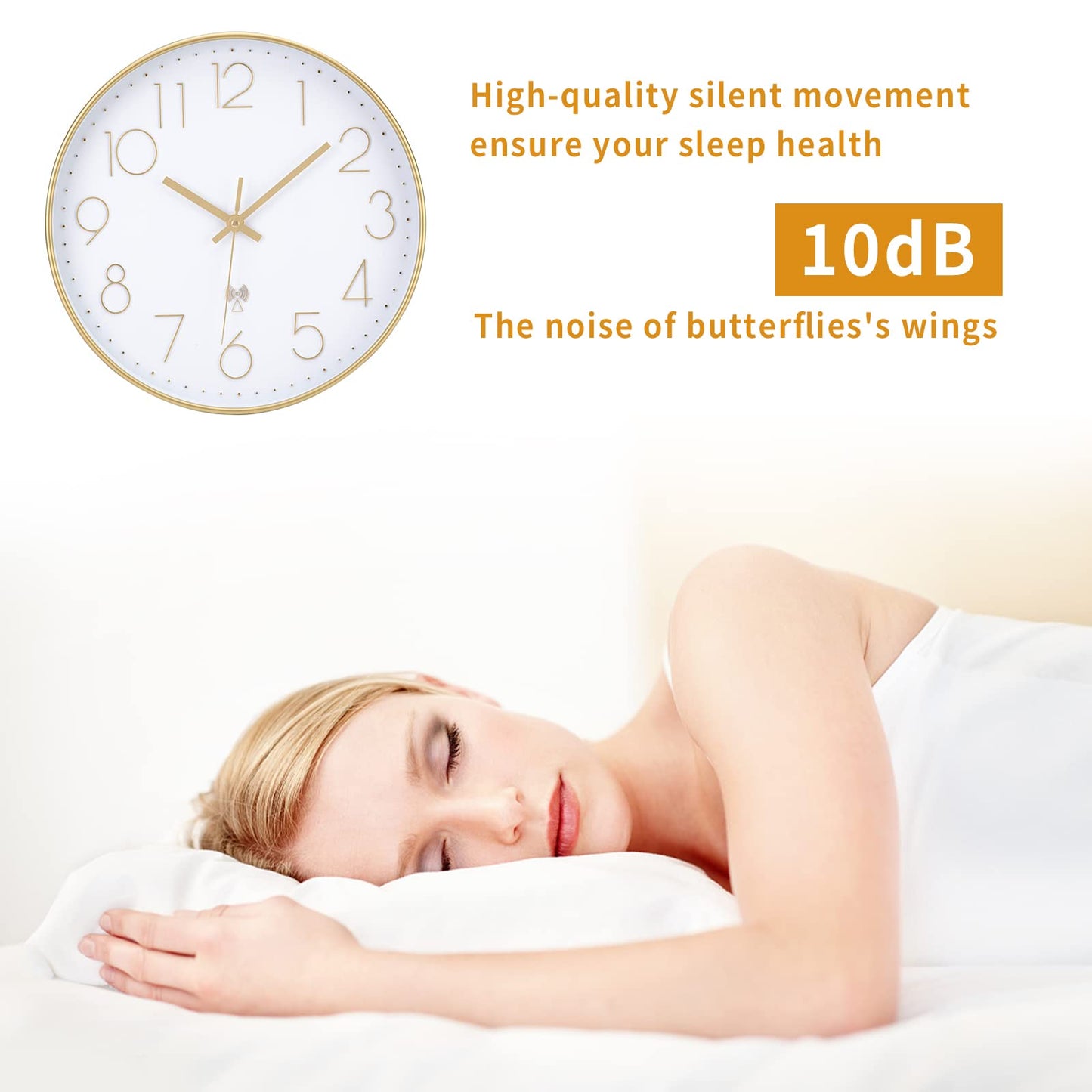ACCshine silent non-ticking wall clock, 30cm quartz battery operated large wall clock, easy to read for room home kitchen bedroom office school (white)