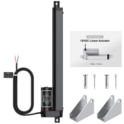 Justech Linear Actuator 300mm Linear Drive 1000N IP65 Waterproof 14mm/s Motor Linear Technology Actuators Linear Motor Adjustable Drive Gate Opener Stroke Cylinder with CE & RoHS 12V DC Electric Motor DIY