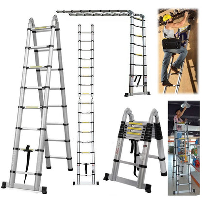 5m multi-purpose ladder, telescopic ladder, foldable aluminum ladder, extendable, maximum load capacity 150 kg (2.5m + 2.5m)