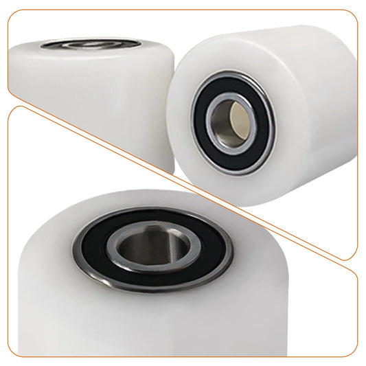 4 pieces pallet truck wheels made of polyamide nylon 80 x 70 mm, axle 20 mm including ball bearings. Wheels for pallet trucks replacement wheels, Max load 1000 KG.