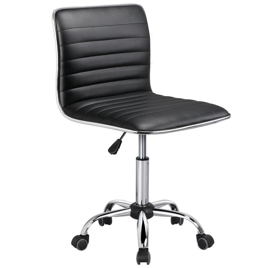 Yaheetech office chair swivel ergonomic desk chair, swivel chair with casters, armless, 360° swivel, height adjustable, made of faux leather.