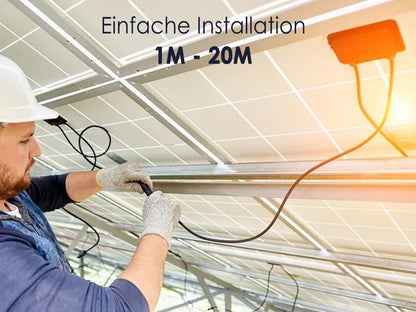 4mm² professional connection cable for solar module to solar charge controller. Enjoy the 8m long connection cable.