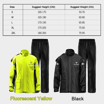 Lixada Men's Motorcycle Rain Suit Outdoor Reflective Waterproof Rain Jacket and Pants Rain Gear for Biking Cycling Camping Hiking