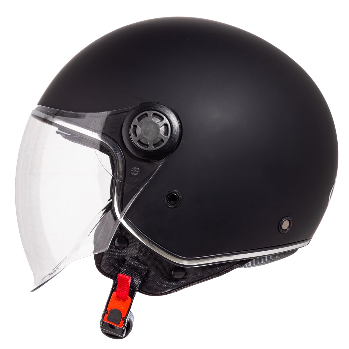 VINZ Pavia Jet Helmet with Dual Visor | Scooter Helmet Fashion Helmet | Available in sizes XS-XXL | Motorcycle Helmet with Sun Visor | ECE 22.06 Certified - Matte Black