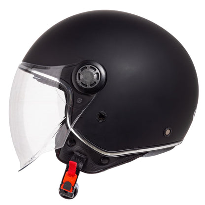 VINZ Pavia Jet Helmet with Dual Visor | Scooter Helmet Fashion Helmet | Available in sizes XS-XXL | Motorcycle Helmet with Sun Visor | ECE 22.06 Certified - Matte Black