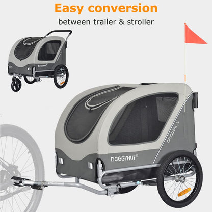 Doggyhut Original Large Bike Trailer & Dog Stroller 2 in 1 for dogs up to 35kg. Dog trailer jogger with locking brake Tiggo 80405
