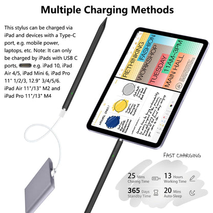Pencil 1st Gen for iPad (2018-2025): with USB-C fast charging & tilt sensitivity Pen for Nintendo DS Stylus for iPad 6/7/8/9/10/11 - Air 3/4/5/M2/M3 - Mini 5~7 - Pro 11"/12.9"/M4