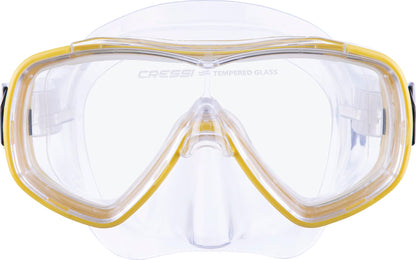 Cressi Junior Set Ondina - Dive Mask for Kids 7-13 years + Snorkel. Pool anti-fog, scratch-resistant, and anti-fog. Adjustable snorkel mask for kids with UV protection. Yellow mask.