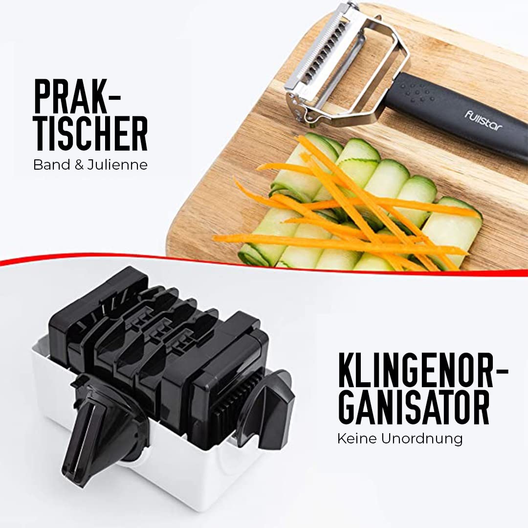 Vegetable slicer mandoline vegetable slicer cucumber slicer onion slicer potato slicer fruit slicer grater for vegetables and cheese julienne slicer (Deluxe All-in-1 White)
