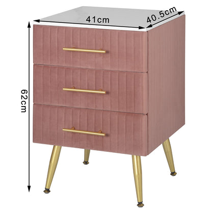 WOLTU 2 pack nightstand bedside table for box spring bed, chest of drawers made of solid wood, easy assembly, stable, 40.5x41x62cm, Pink TS135rs