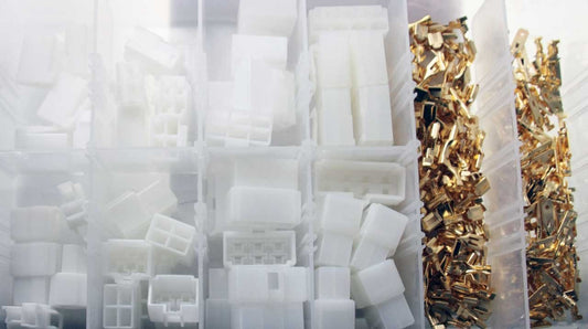 Flat blade terminals, flat plugs, press cable shoe assortment with housing/socket housing (2-pin to 8-pin 240 pcs. (in reusable storage box/assortment box/sorting box)
