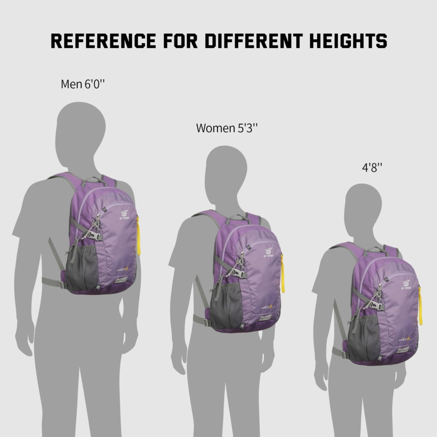 SKYSPER lightweight hiking backpack with back ventilation, made of breathable 3D Air Mesh polyester. Perfect for camping, outdoor activities, and hiking.