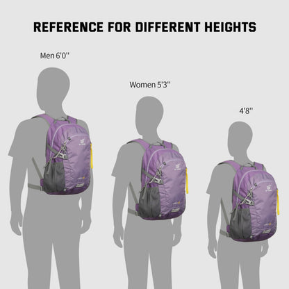 SKYSPER lightweight hiking backpack with back ventilation, made of breathable 3D Air Mesh polyester. Perfect for camping, outdoor activities, and hiking.