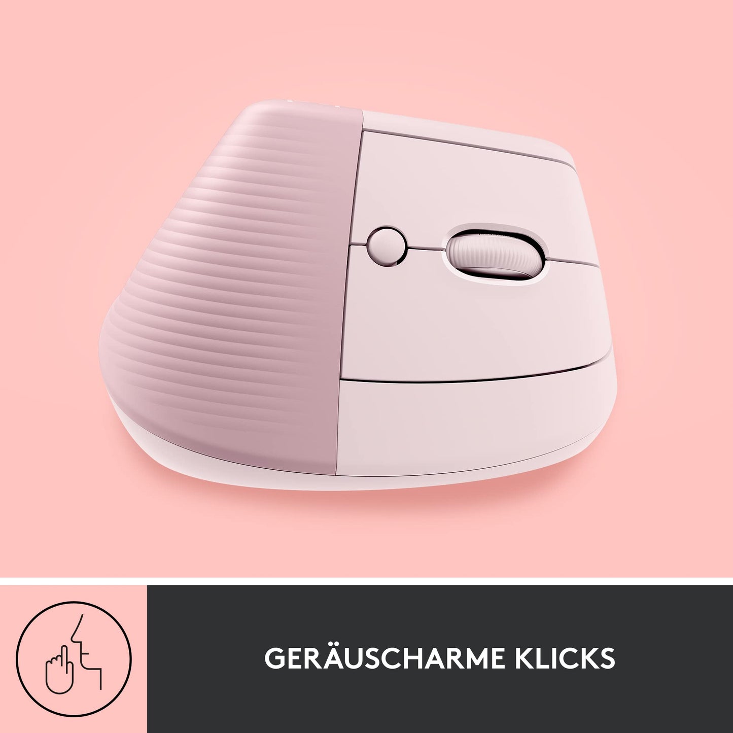 Logitech Lift Vertical Ergonomic Mouse, Wireless, Bluetooth or Logi Bolt USB receiver, Quiet clicks, 4 buttons, Compatible with Windows/macOS/iPadOS, Laptop, PC - Pink