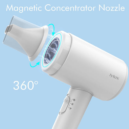 Lylux battery hair dryer cordless - wireless hair dryer with battery - cordless hairdryer with 110,000 RPM motor, low heat/cold air, 88W fast charge, with nozzle for camping.