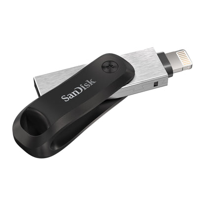 SanDisk iXpand Go Flash Drive iPhone Storage 128GB (iPad compatible, auto backup, keychain design, USB 3.0, iXpand App), Black