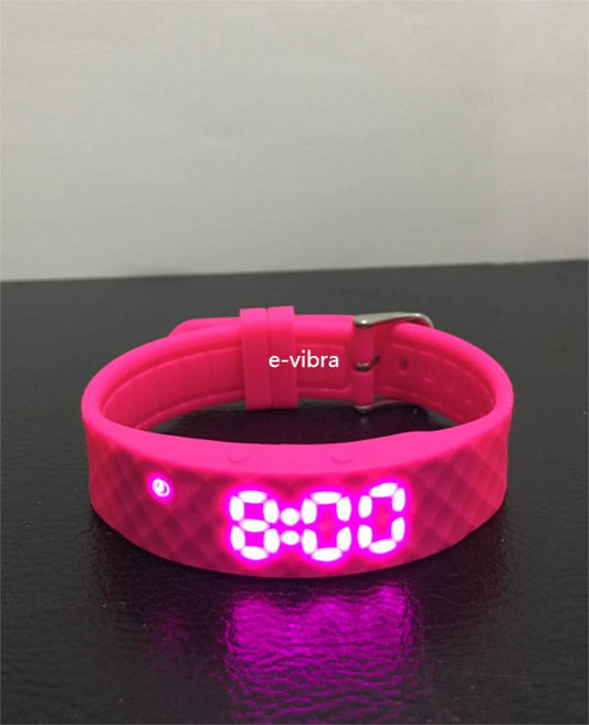 e-vibra potty training watch - Silent vibration alert watch - with timer and 15 daily alarms (Hot Pink)