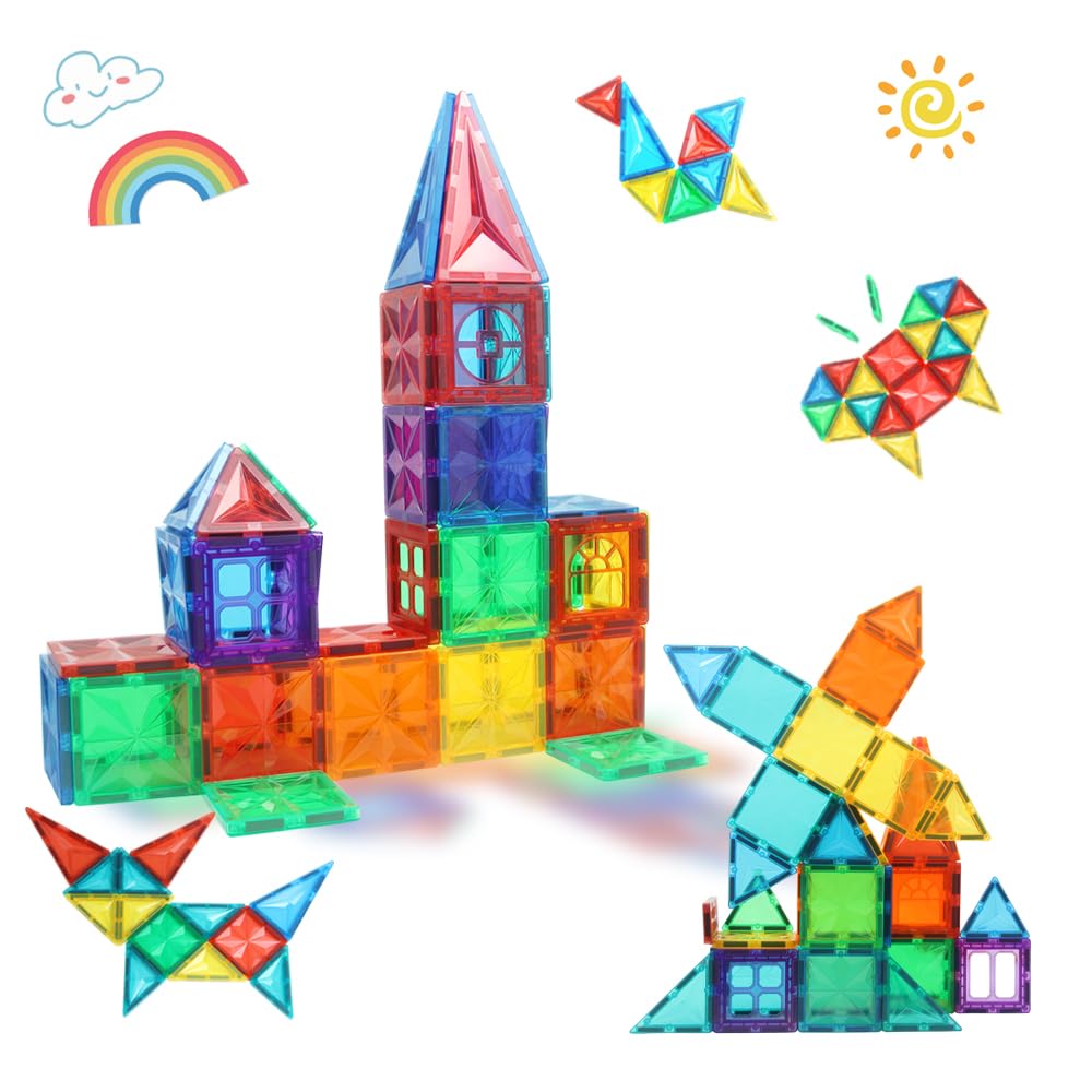 CONDIS Magnetic Building Blocks 60 Pieces, Magnet Toys Magnetic Building Blocks Magnetic Games Tiles Kit Blocks Gift for Kids Ages 3 4 5 6 7 Boy Girl