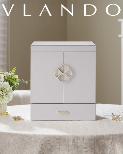 Vlando Jewelry Box Large, French Jewelry Case 6 Levels, Jewelry Organizers Large XXL with Mirror, Drawers, Jewelry Storage for Women, Jewelry Box for Earrings, Necklaces, Watches