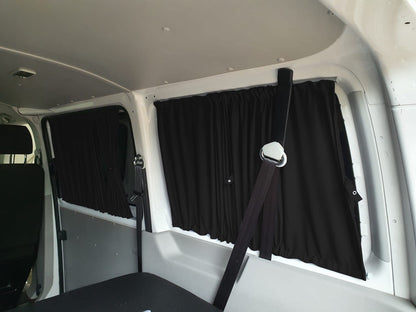 BREMER SEAT COVERS Custom Curtains Sunshades compatible with VW T5 T6 T6.1 Transporter Caravelle Long Wheelbase with Rear Hatch in Black Camping Accessories Motorhome Accessories Camper Curtains 718