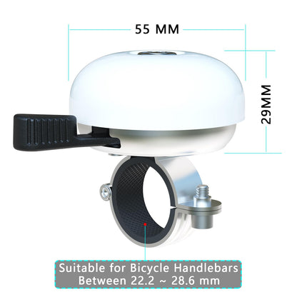 Greallthy bike bell retro and sturdy, loud bell bike - beautiful color, rustproof and waterproof for 22.2-28.6mm handlebars. (White: Left Hand, 1 piece)