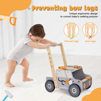 Labebe wooden baby walker, toddler tool bench, walking helper for boys and girls, kids workbench, baby activity center, Montessori toy for children aged 1-3 years.