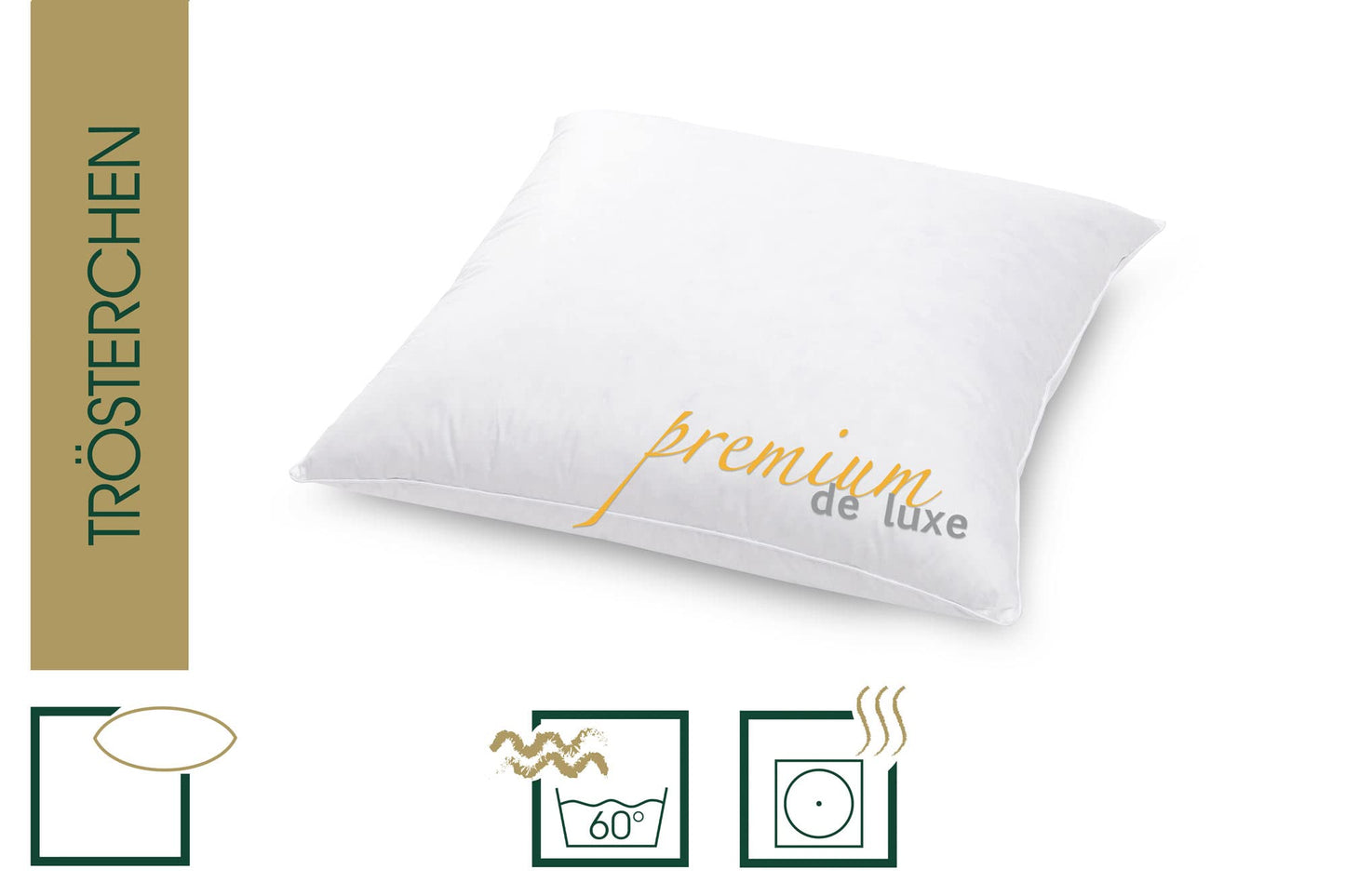 HANSKRUCHEN® Premium de Luxe comforter pillow 40x40 cm - Made in Germany. Down cuddle pillow made of 100% cotton - 90% down 10% feathers, pillow for allergies [1 pack].