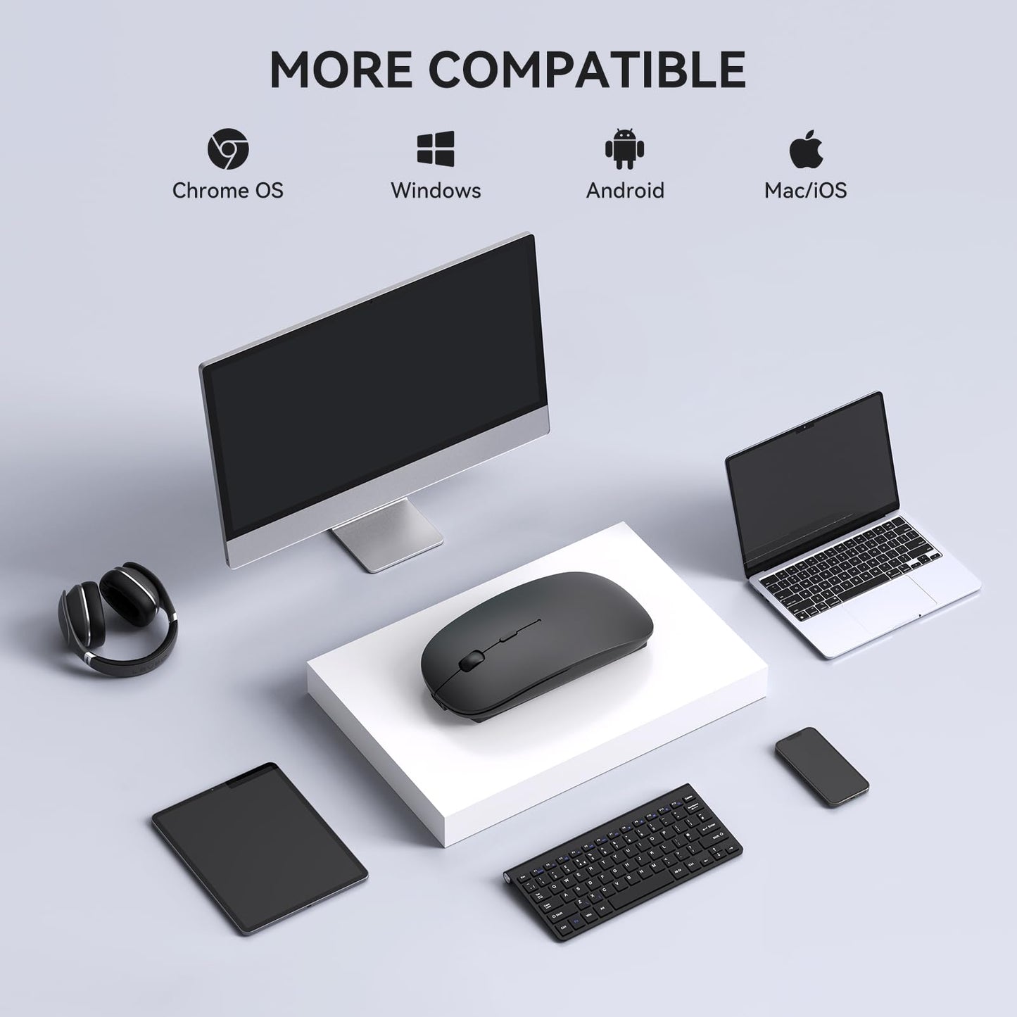 RaceGT Wireless Mouse USB-C & USB-A, Rechargeable Mouse 2.4GHz Silent click 3 Adjustable DPI levels with 4 buttons, with ON/OFF switch for Computer Laptop PC Macbook Pro/Air Chromebook