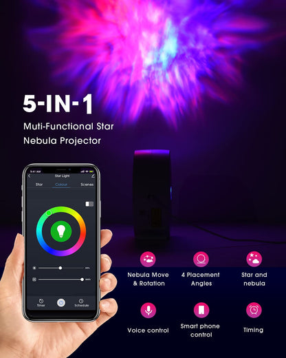 SUPPOU LED Alexa Starry Sky Projector, Smart Night Light 3D Galaxy Star Projector Lamp for Kids Adults with RG Dimming/Voice Control/WiFi Connection/Compatible with Alexa Google Assistant