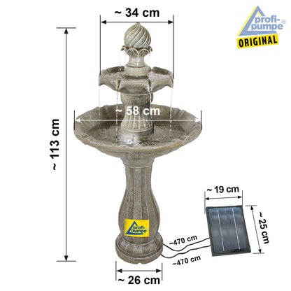 Solar garden fountain fountain solar fountain classic garden decoration fountain waterfall garden light pond pump for terrace, balcony, improved model with pump instant start function