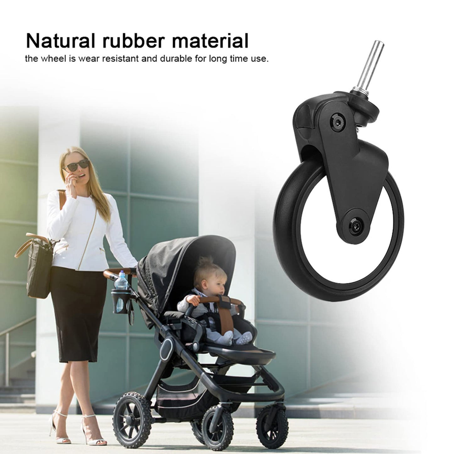 SPYMINNPOO stroller replacement wheels, rubber wheels replacement stroller rubber wheels rear/front wheels toddler stroller wheel universal for Yoya/Vovo Wheel strollers (one pair of front wheels)